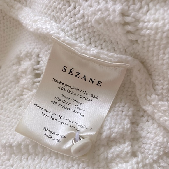 Sezane White Cotton Cable Knit Cardigan with Bell Sleeves - S - Picture 8 of 10